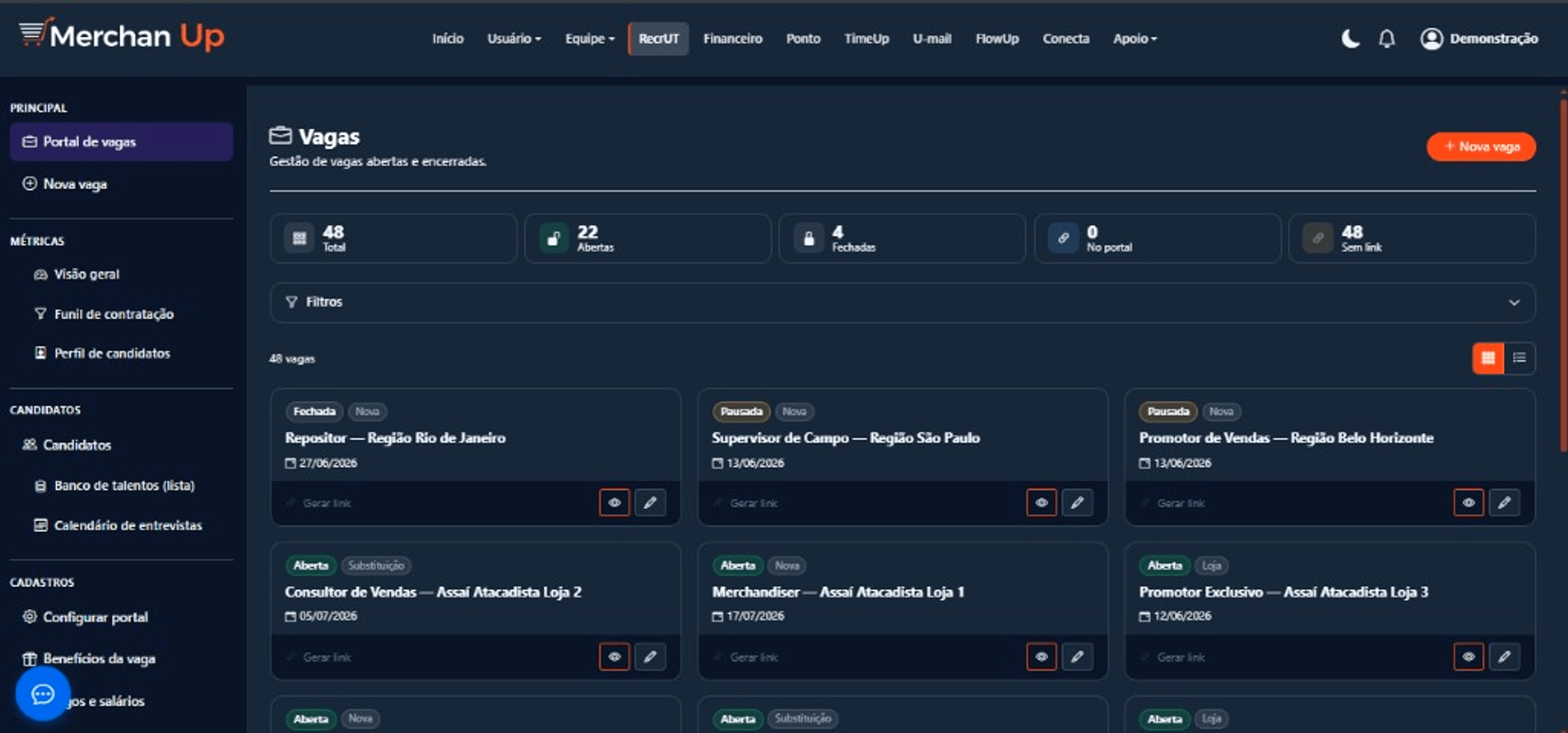 Portal de vagas e gestão de recrutamento no RecrUT